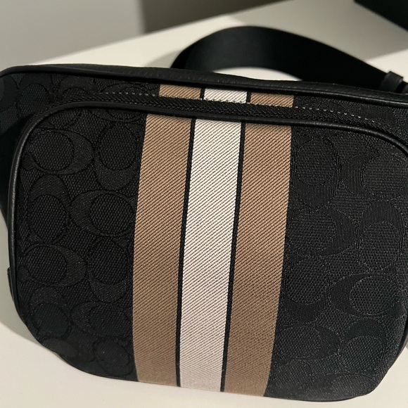 Coach Black Belt Bag with Stripes - Picture 2 of 6